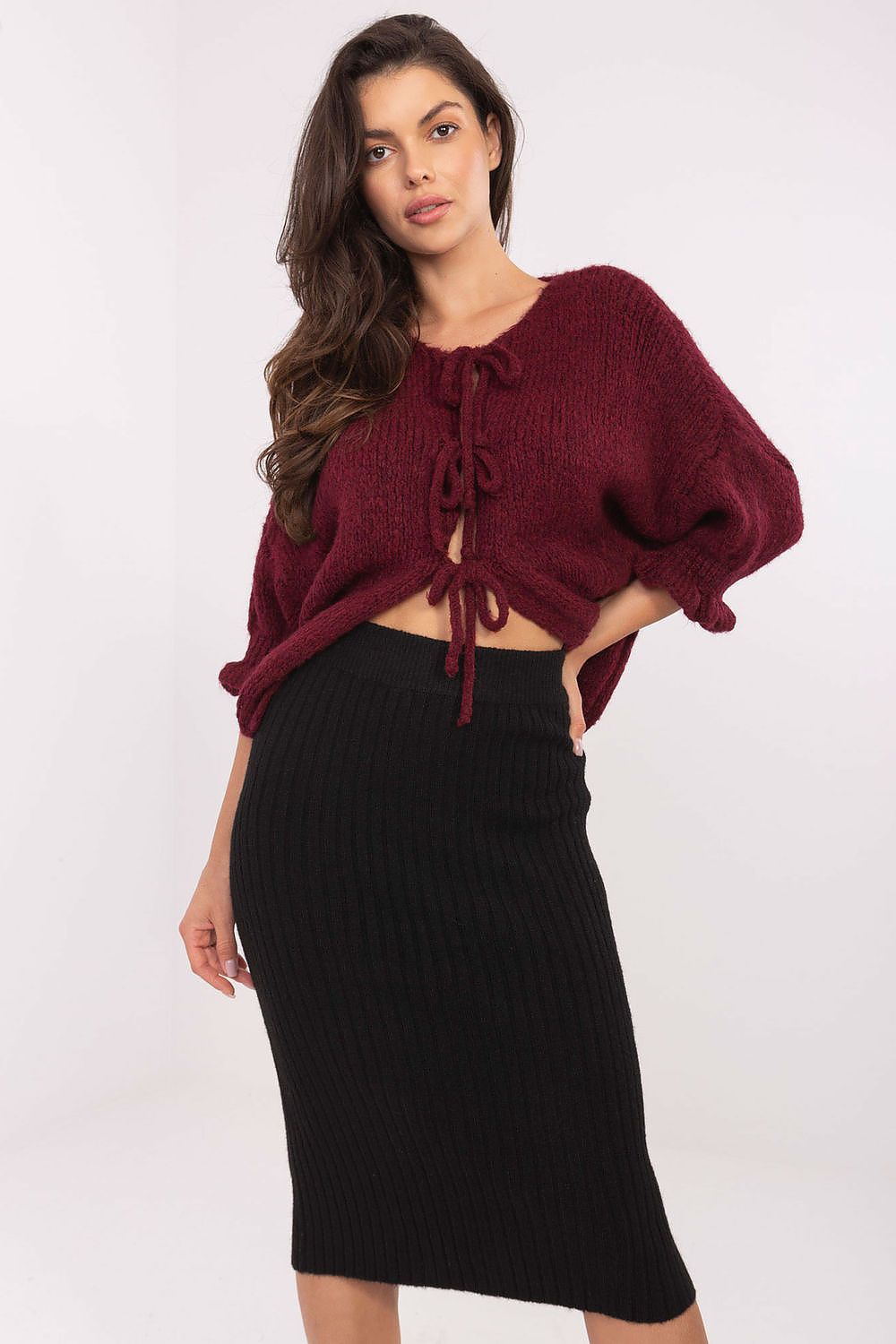  Sweter Damski Model MI-SW-2911.91 Bordo - Italy Moda 