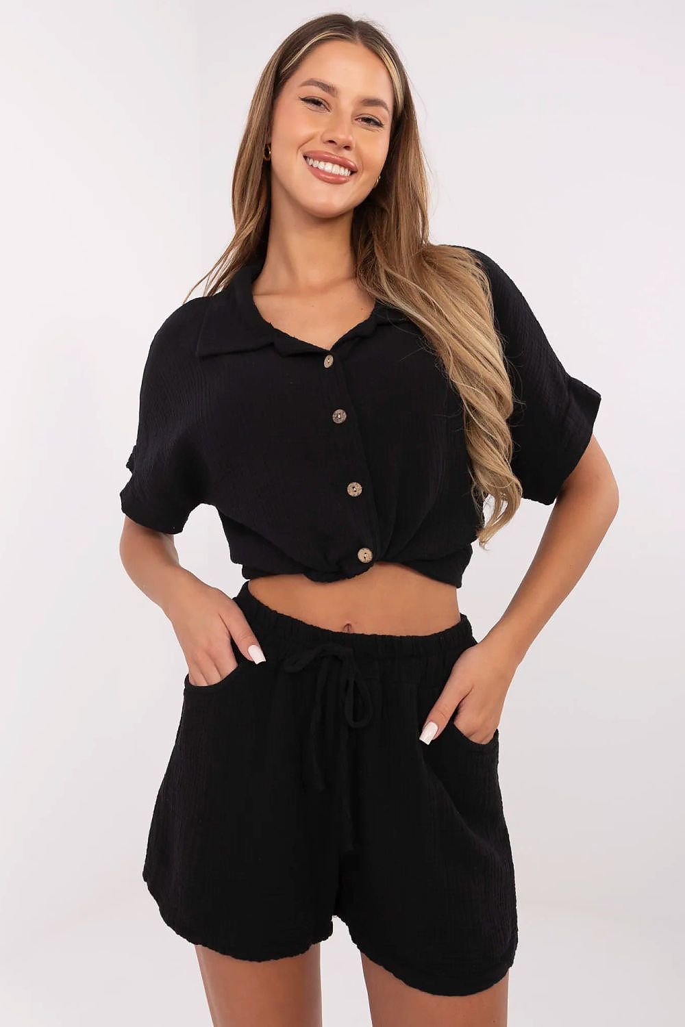   Szorty Damski Model MO-SN-9717.95 Black - Italy Moda 