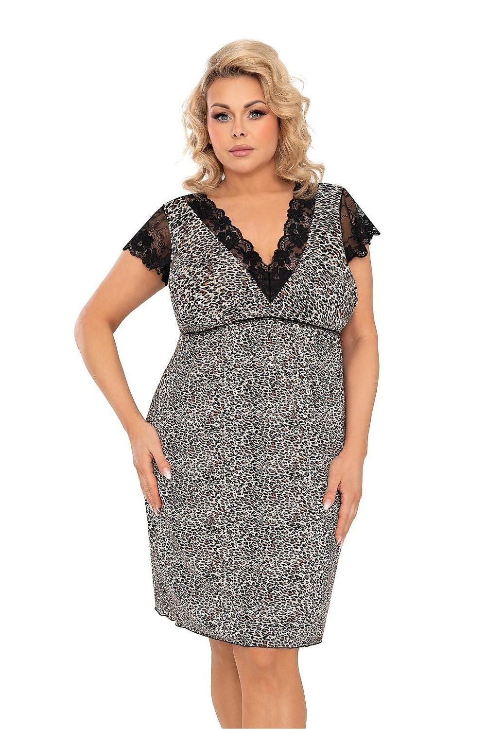  Koszulka nocna Koszula Nocna Model Omari Plus Size Beige - Donna 