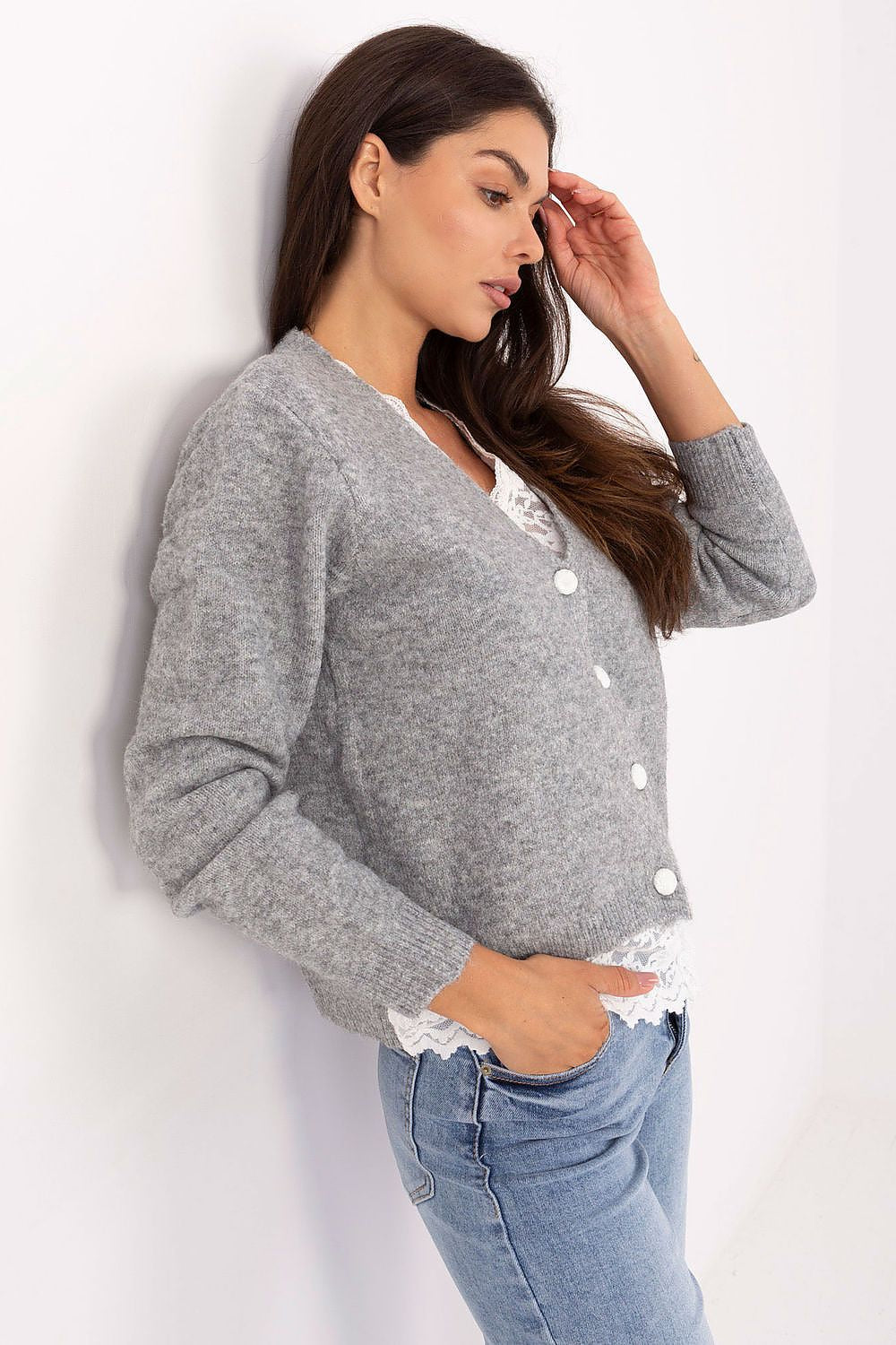  Sweter Damski Model PM-SW-F513.16 Grey - Factory Price 