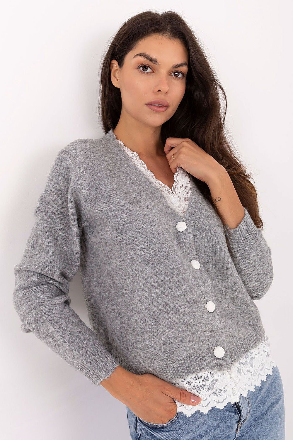  Sweter Damski Model PM-SW-F513.16 Grey - Factory Price 