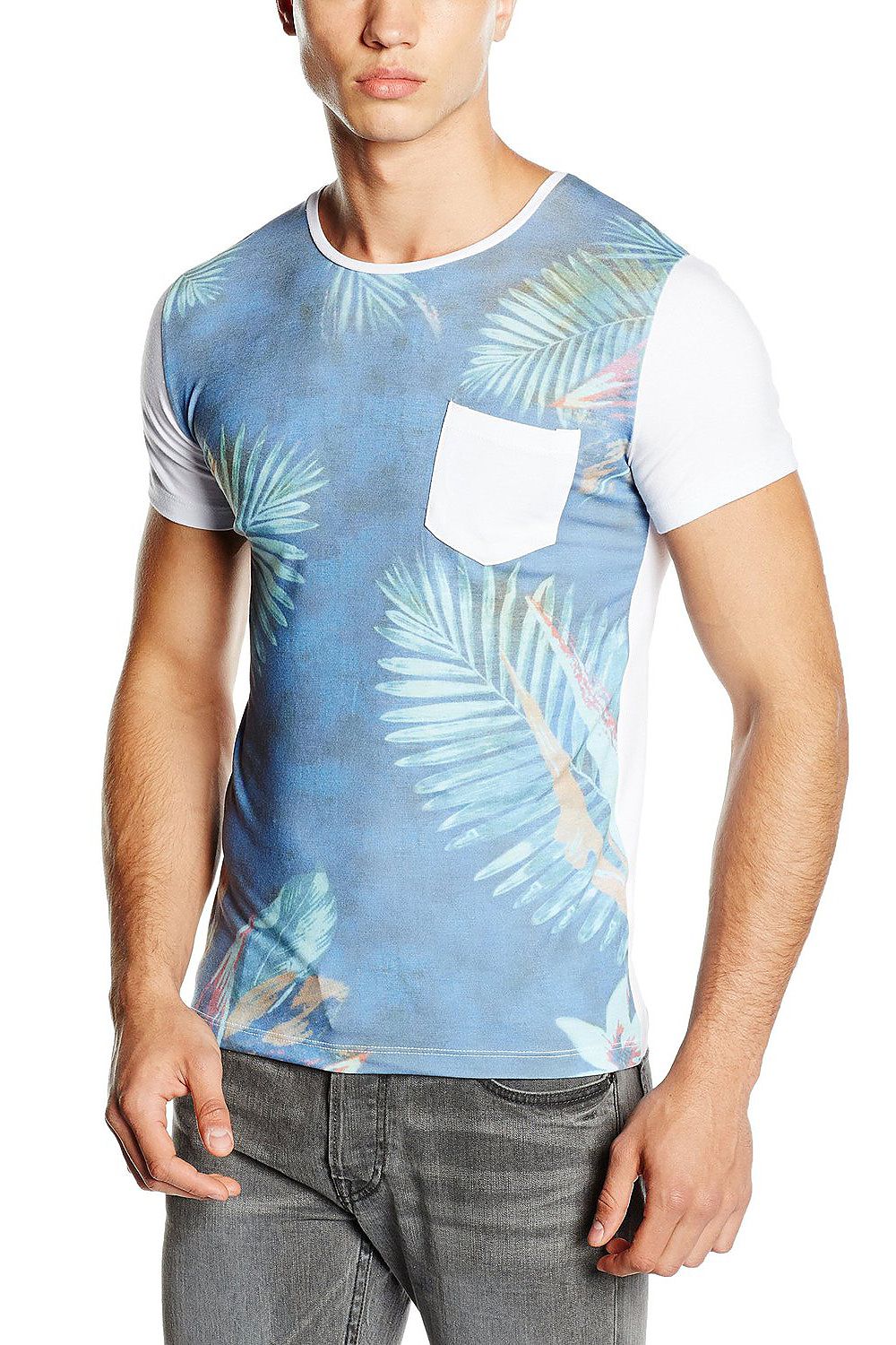   Tshirt Męski Model 17162 Blue/White - YourNewStyle 