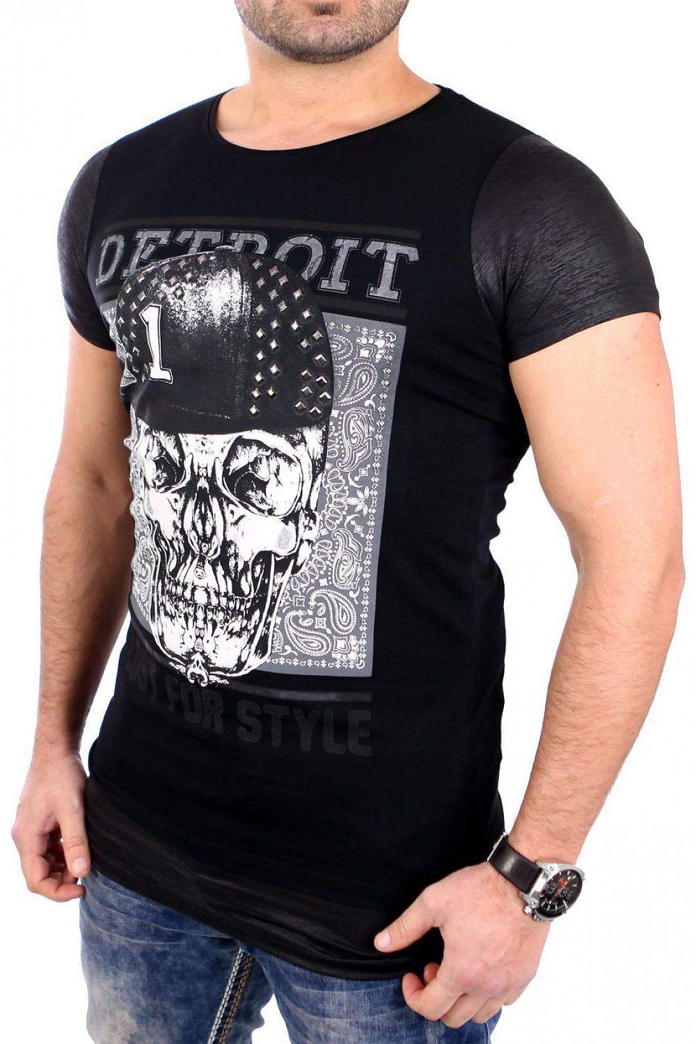   Tshirt Męski Model 17168 Black - YourNewStyle 