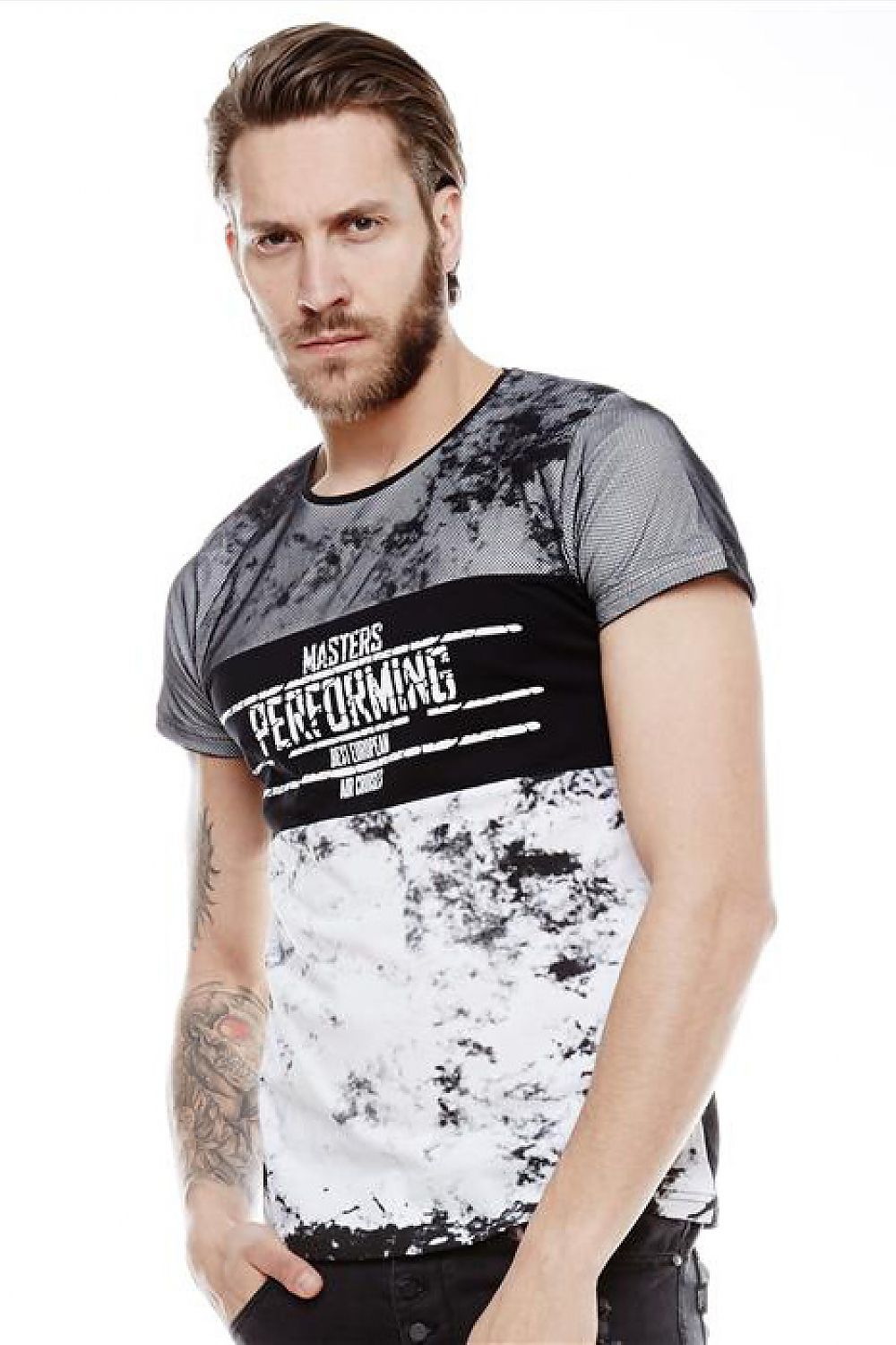   Tshirt Męski Model 17191 Black/White - YourNewStyle 