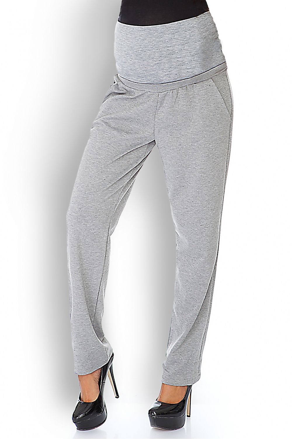   Spodnie Ciążowe Model 1276 Grey - PeeKaBoo 