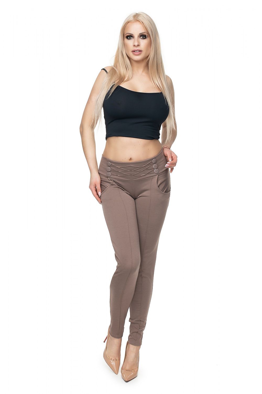   Spodnie Damskie Model 0105 Cappuccino - PeeKaBoo 