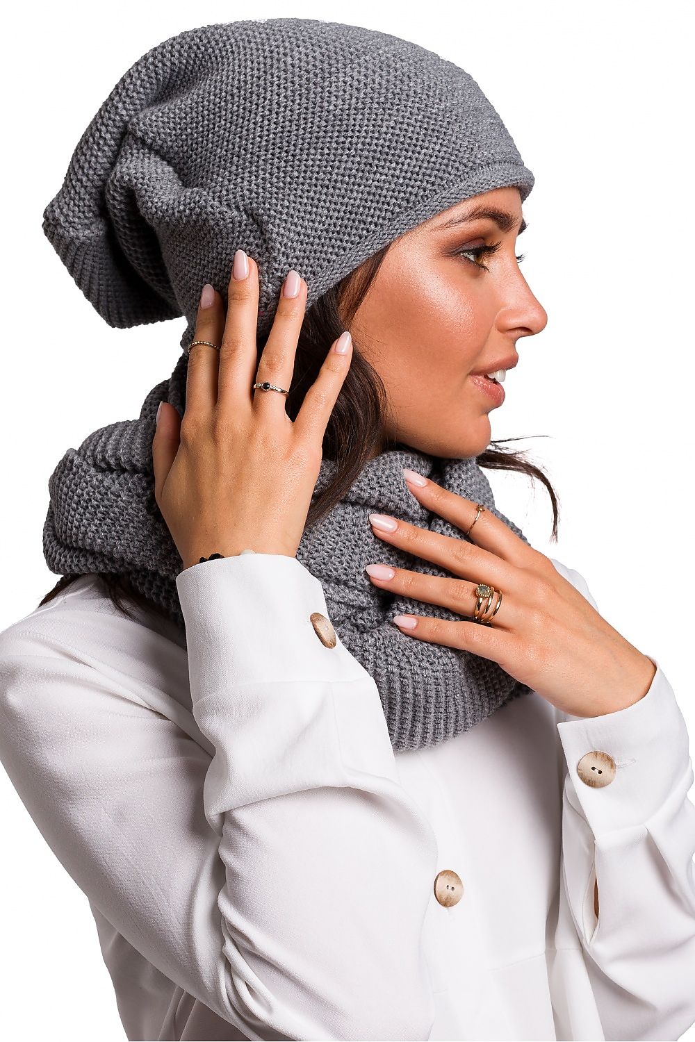   Czapka Damska Model BK044 Grey - BE Knit 