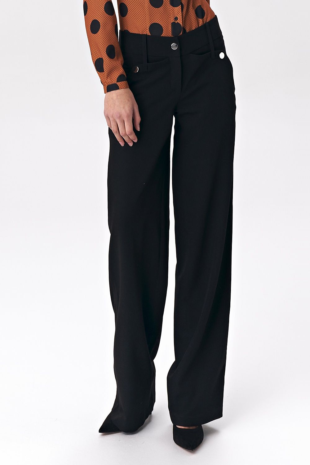   Czarne spodnie palazzo SD38 Black - Nife 