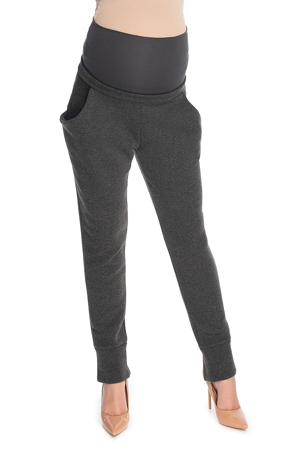   Spodnie Ciążowe Model 0175 Grafit - PeeKaBoo 