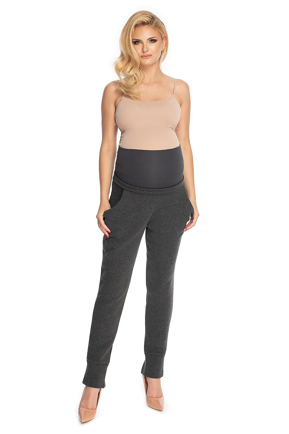   Spodnie Ciążowe Model 0175 Grafit - PeeKaBoo 