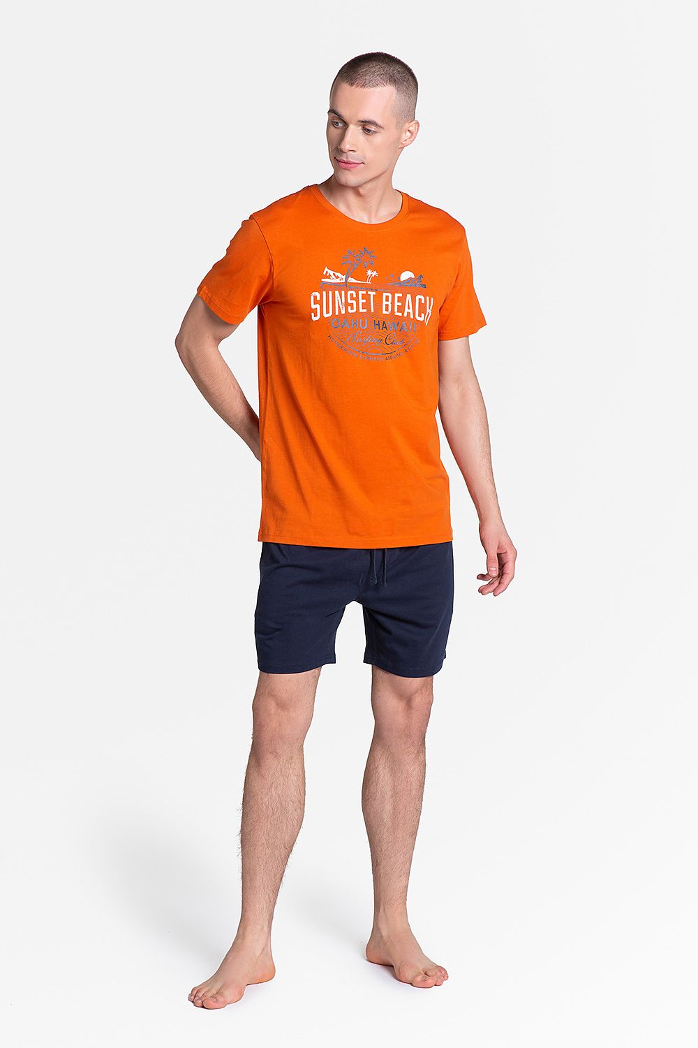   Piżama Męska Model Led 38867-22X Orange/Navy - Henderson 