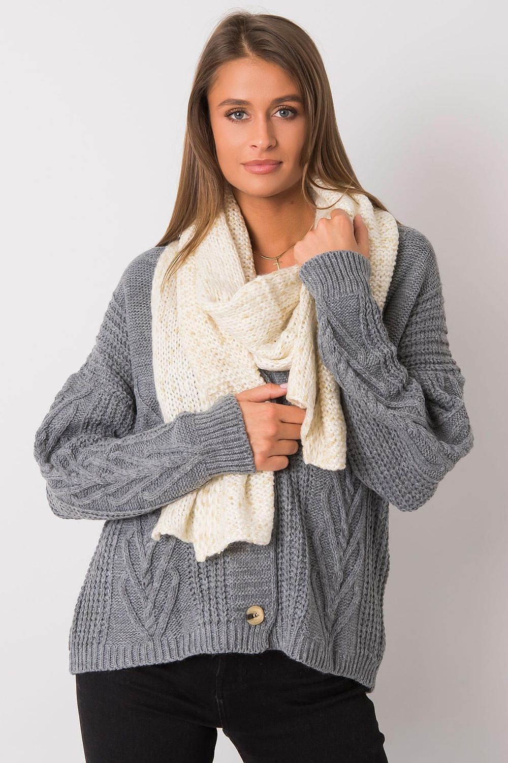   Szalik Damski Model AT-SZ-RH-1407.23X Ecru - AT 