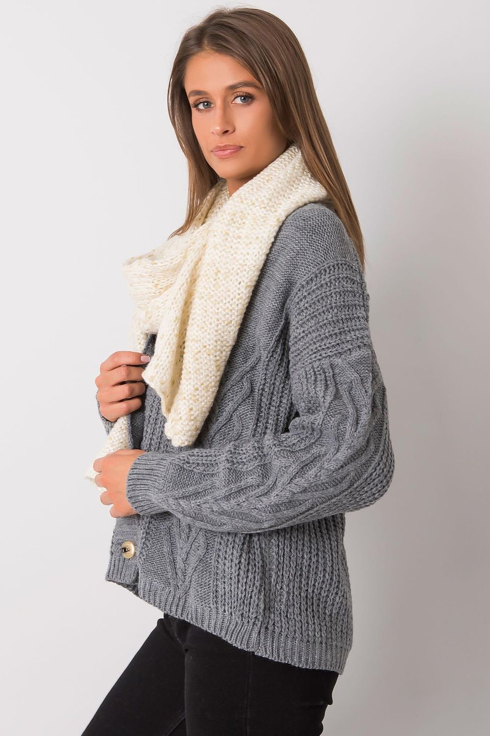   Szalik Damski Model AT-SZ-RH-1407.23X Ecru - AT 