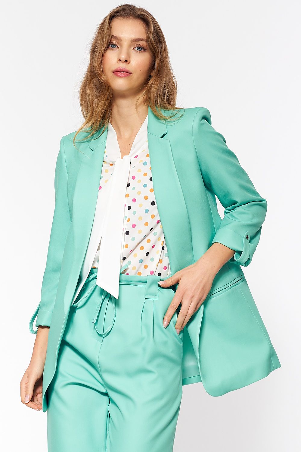   Seledynowa marynarka oversize Z43 Seledyn - Nife 