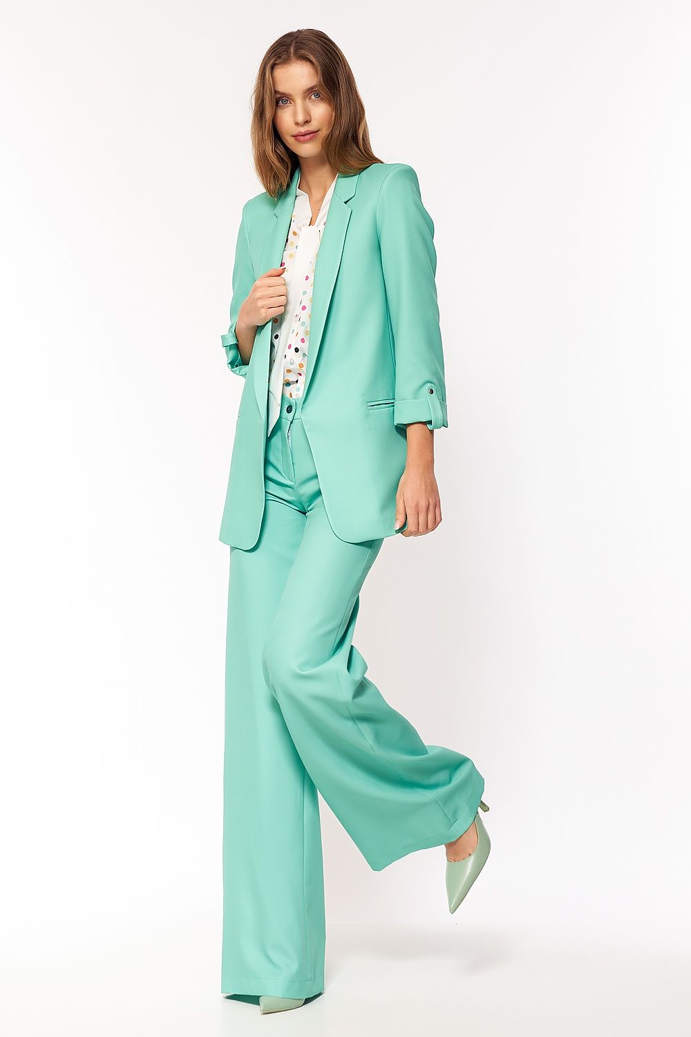   Seledynowa marynarka oversize Z43 Seledyn - Nife 
