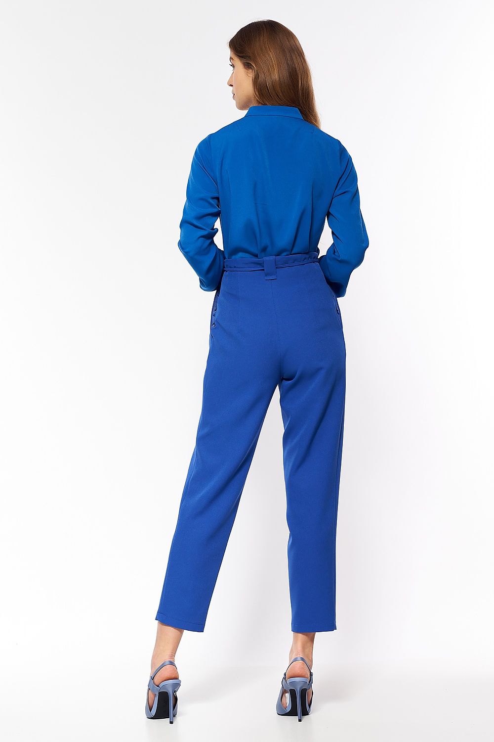  Spodnie Chabrowe spodnie typu paperbag SD67 Blue - Nife 