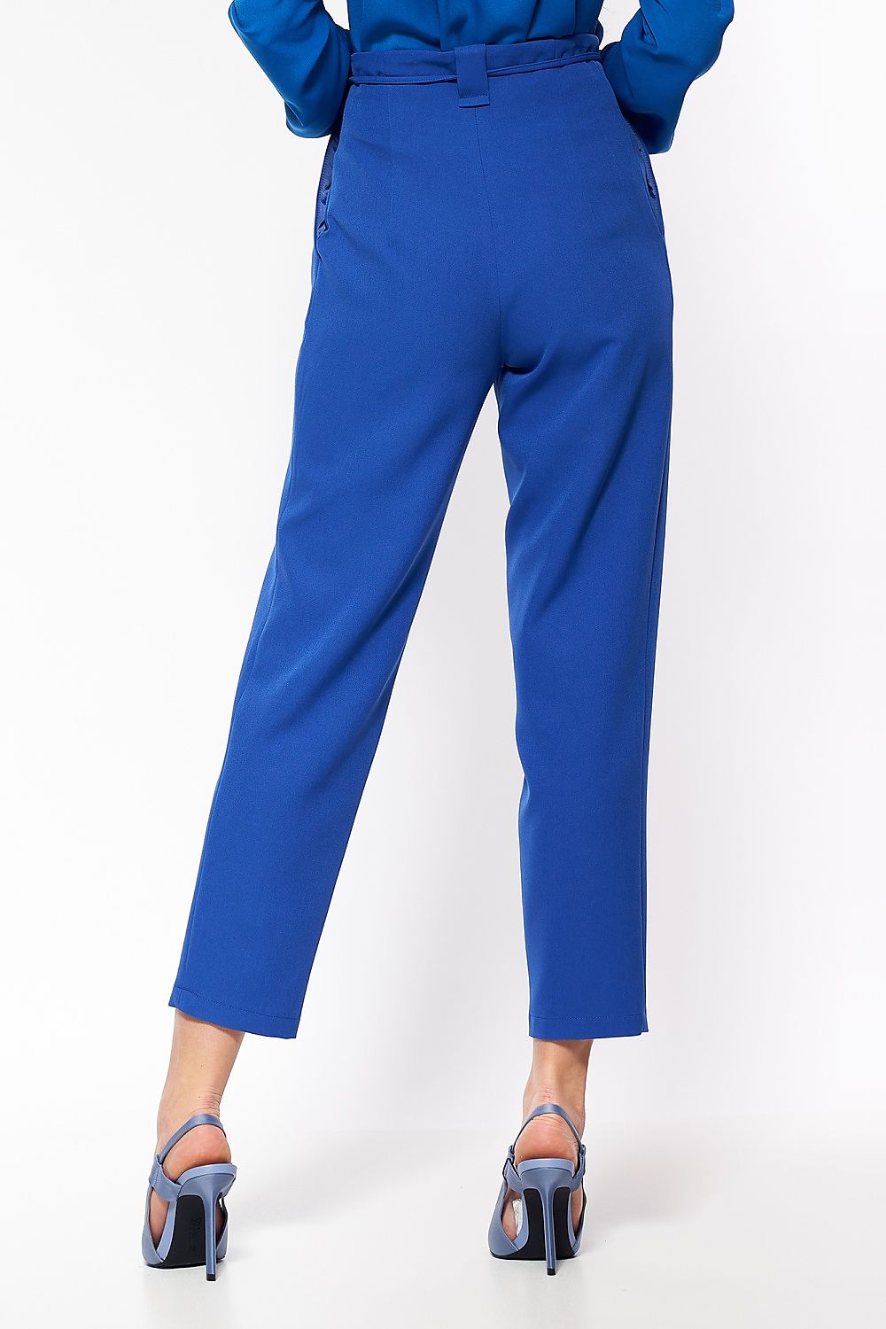  Spodnie Chabrowe spodnie typu paperbag SD67 Blue - Nife 