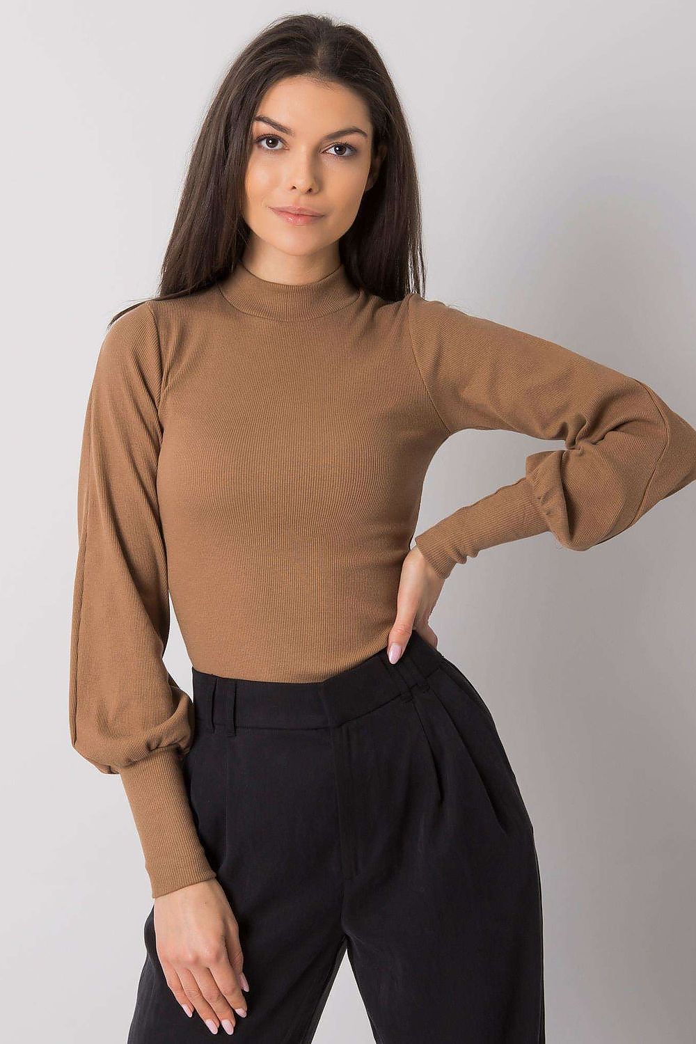  Bluzka Model RV-BZ-5223.15 Light Brown - Rue Paris 
