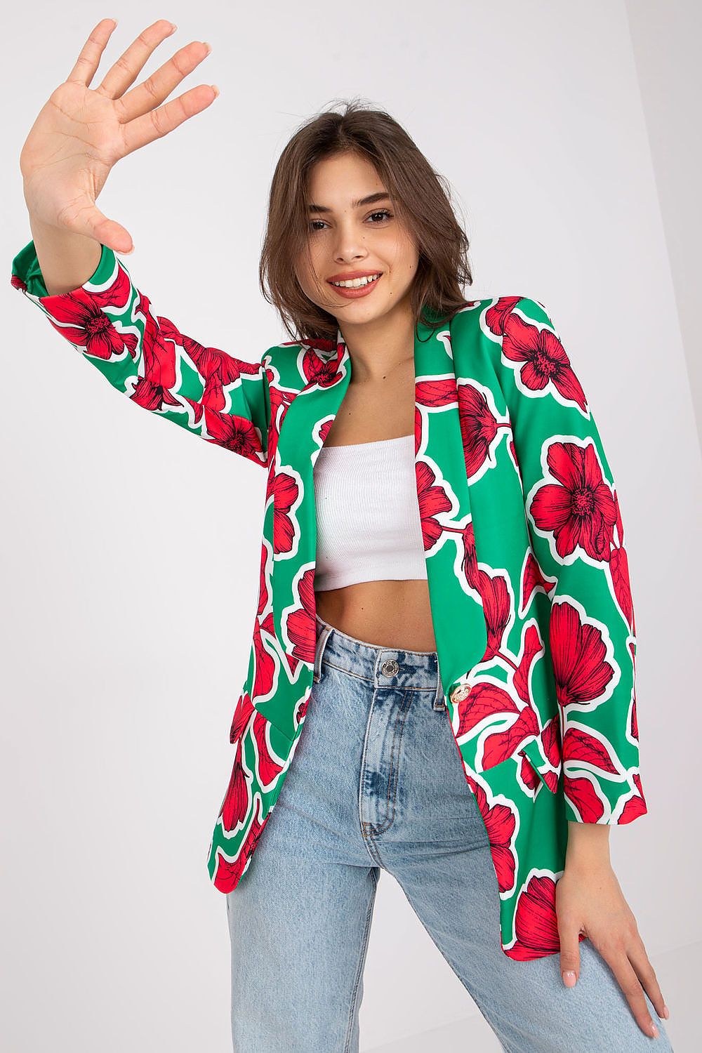   Marynarka Model DHJ-MA-15621-2.25X Green/Pink - Italy Moda 