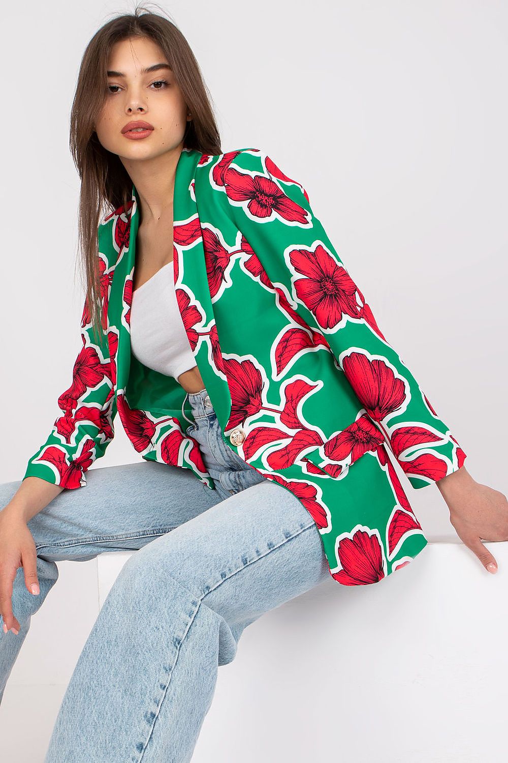   Marynarka Model DHJ-MA-15621-2.25X Green/Pink - Italy Moda 