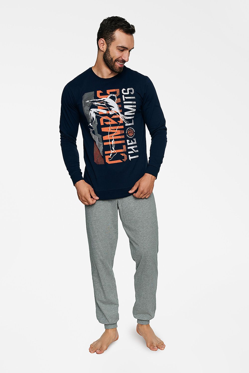   Piżama Męska Model Block 40023-59X Navy/Grey - Henderson 