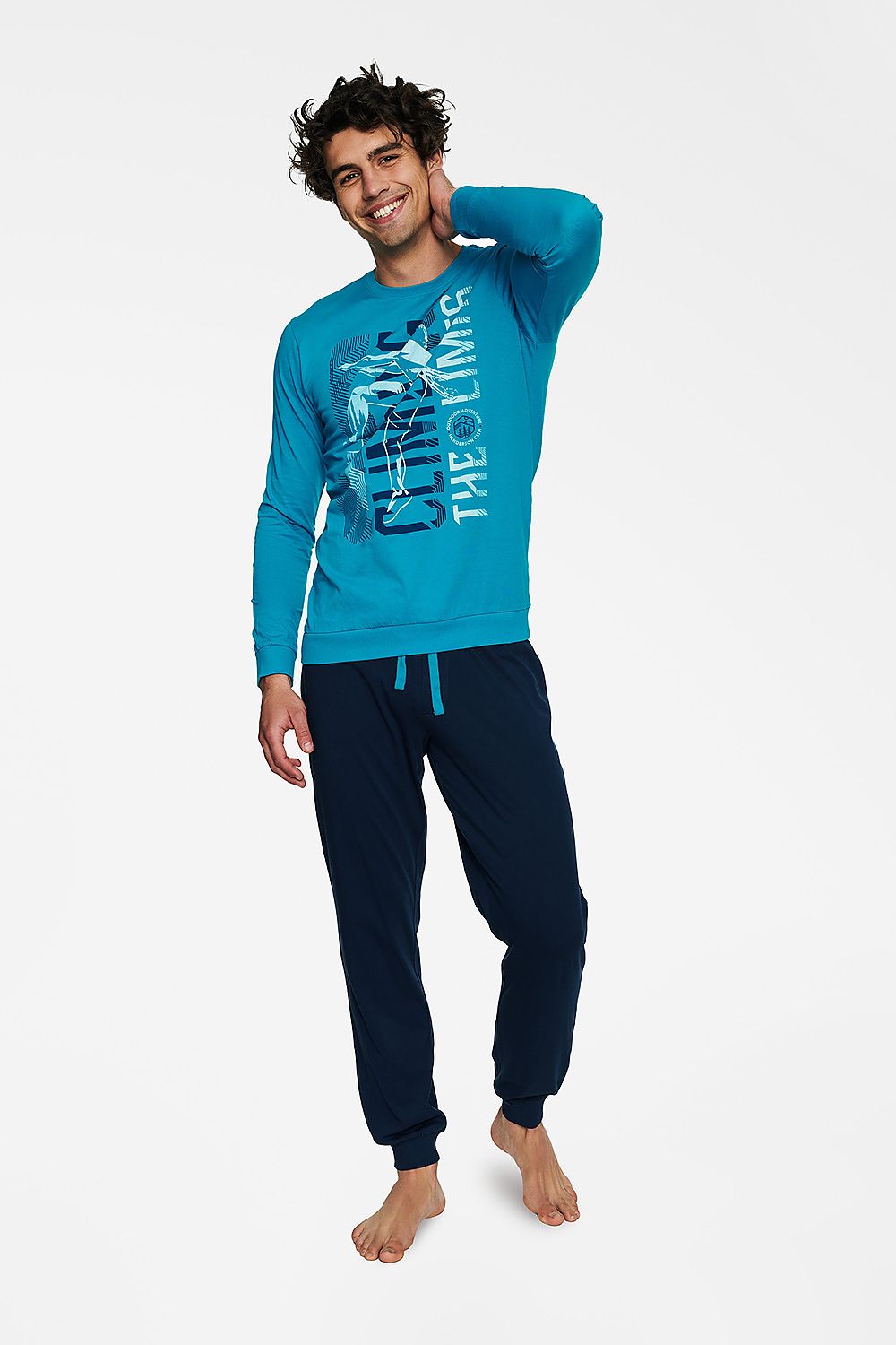   Piżama Męska Model Block 40023-55X Blue/Navy - Henderson 