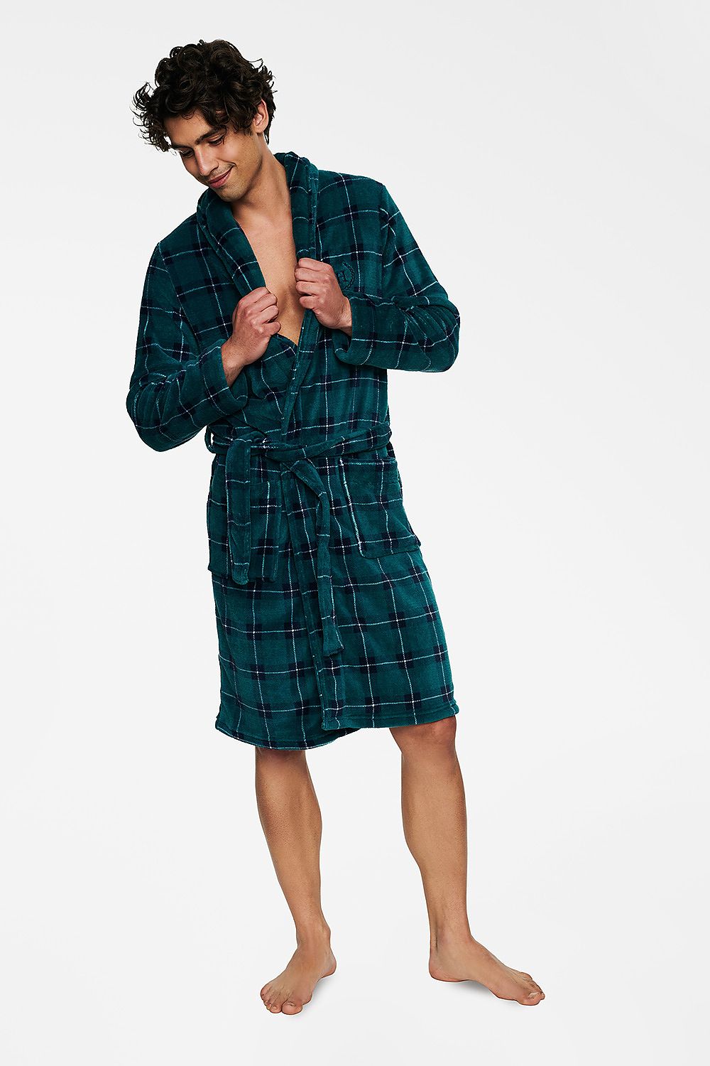   Szlafrok Męski Model Trip 40068-77X Green/Navy - Henderson 