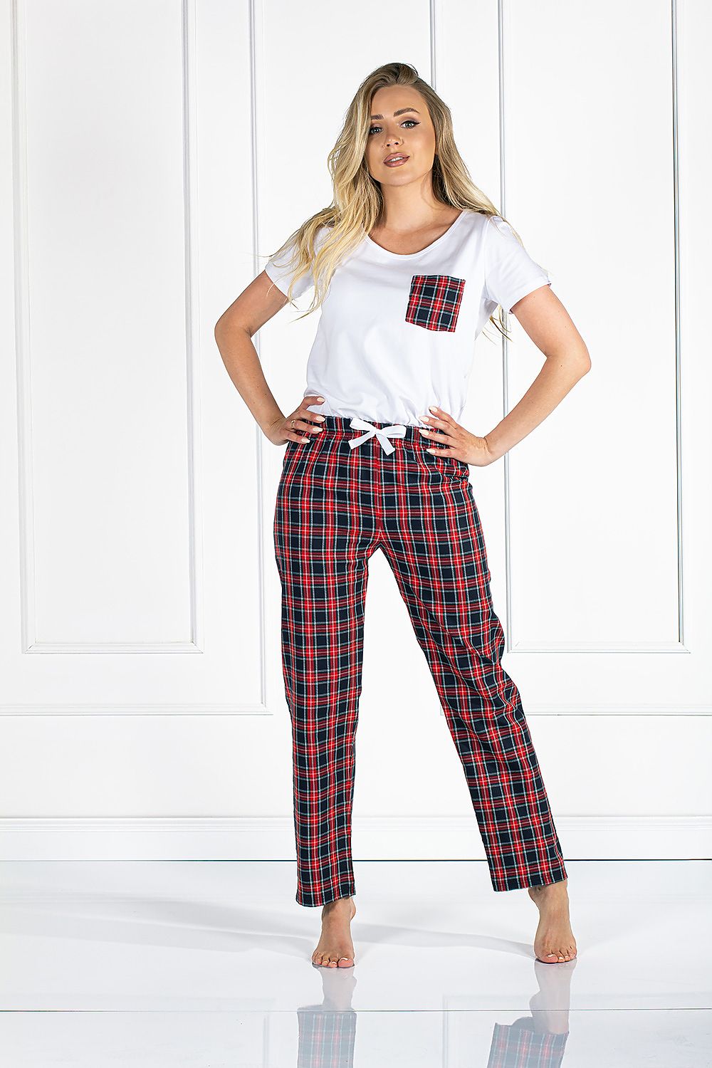  Piżama Damska Model Vivienne White/Red - Momenti Per Me 