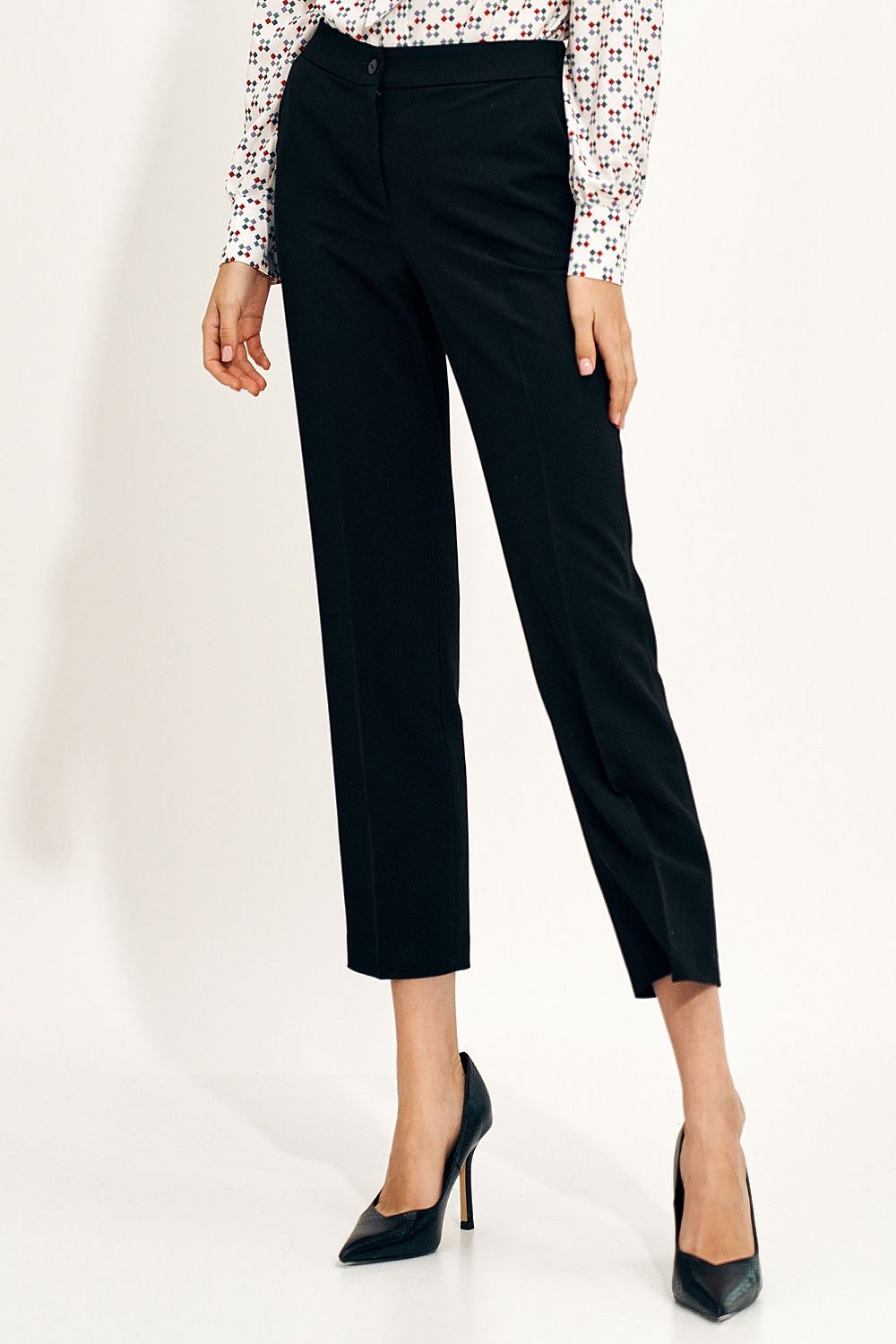  Spodnie Czarne spodnie chino SD70 Black - Nife 