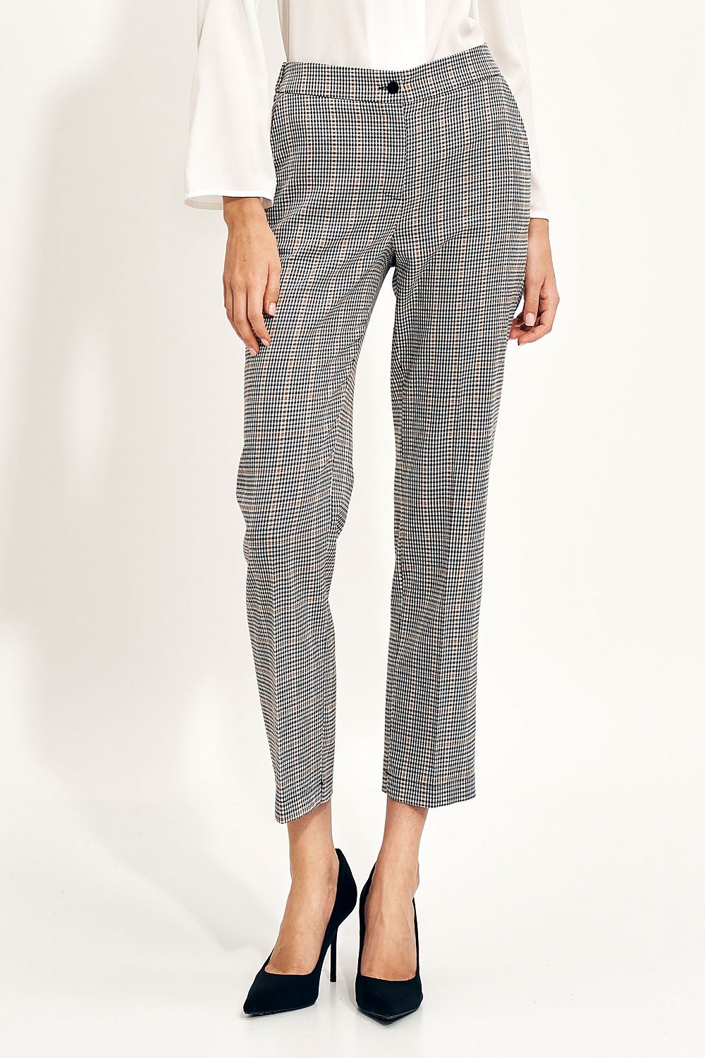  Spodnie Eleganckie spodnie chino w kratę SD74 Kratka - Nife 