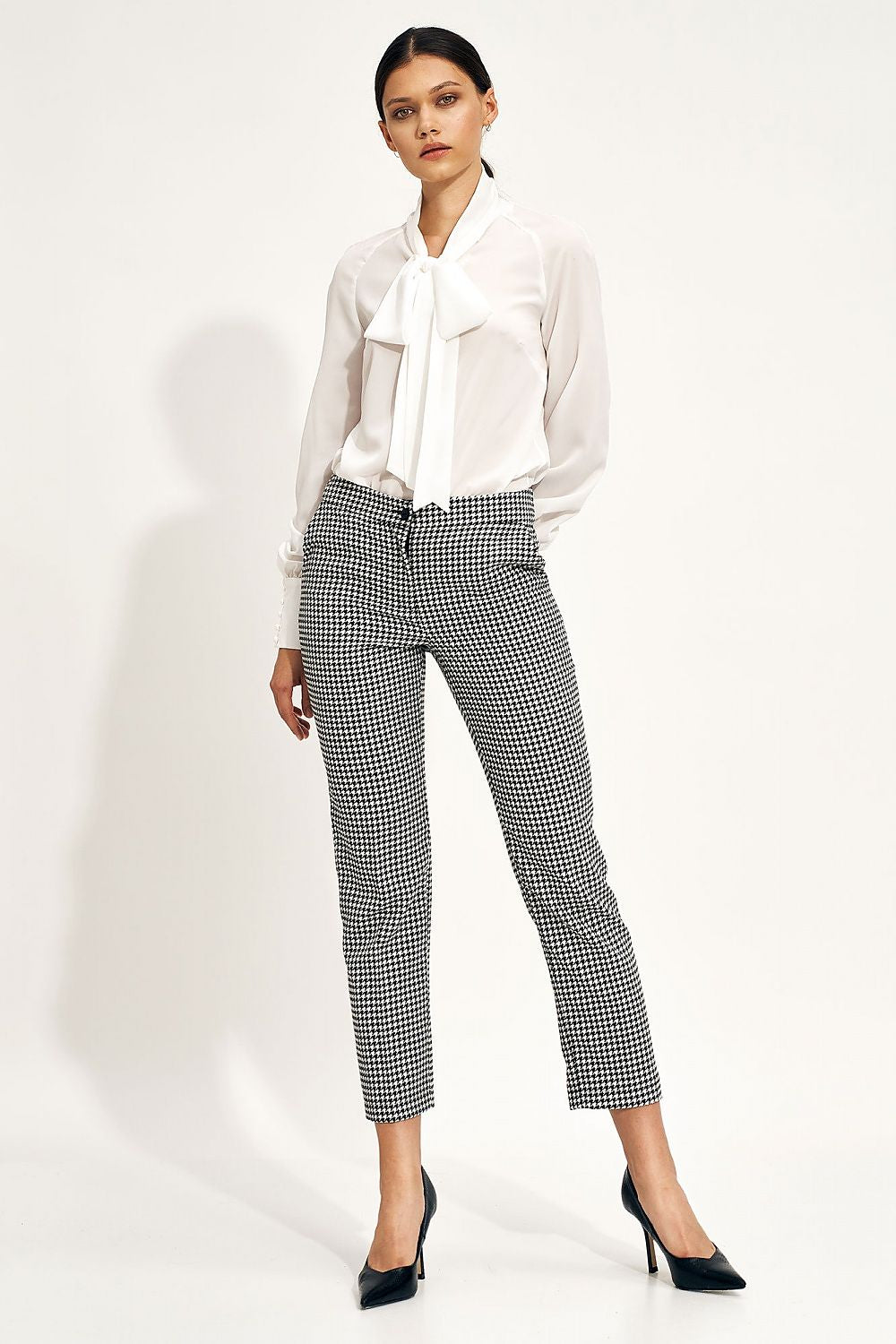  Spodnie Eleganckie spodnie chino w kratę SD74 Kratka - Nife 