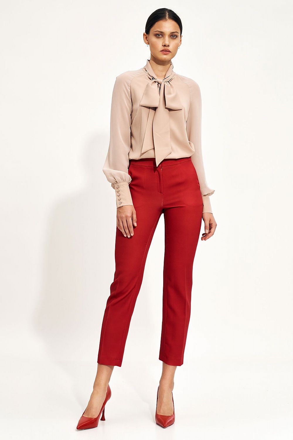  Spodnie Czerwone spodnie chino SD70 Red - Nife 