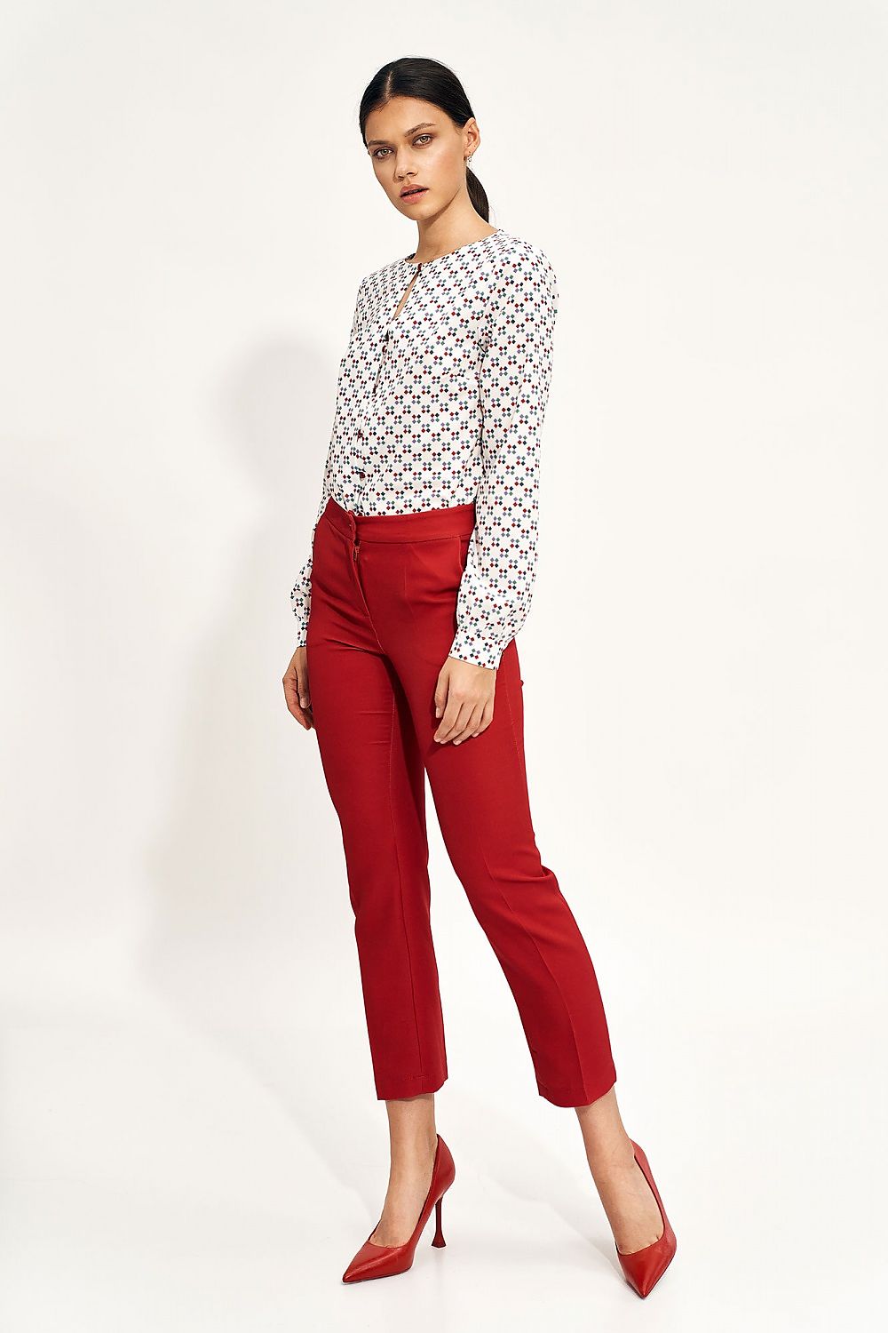  Spodnie Czerwone spodnie chino SD70 Red - Nife 