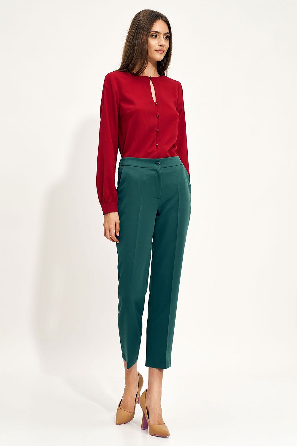  Spodnie Zielone spodnie chino SD70 Green - Nife 