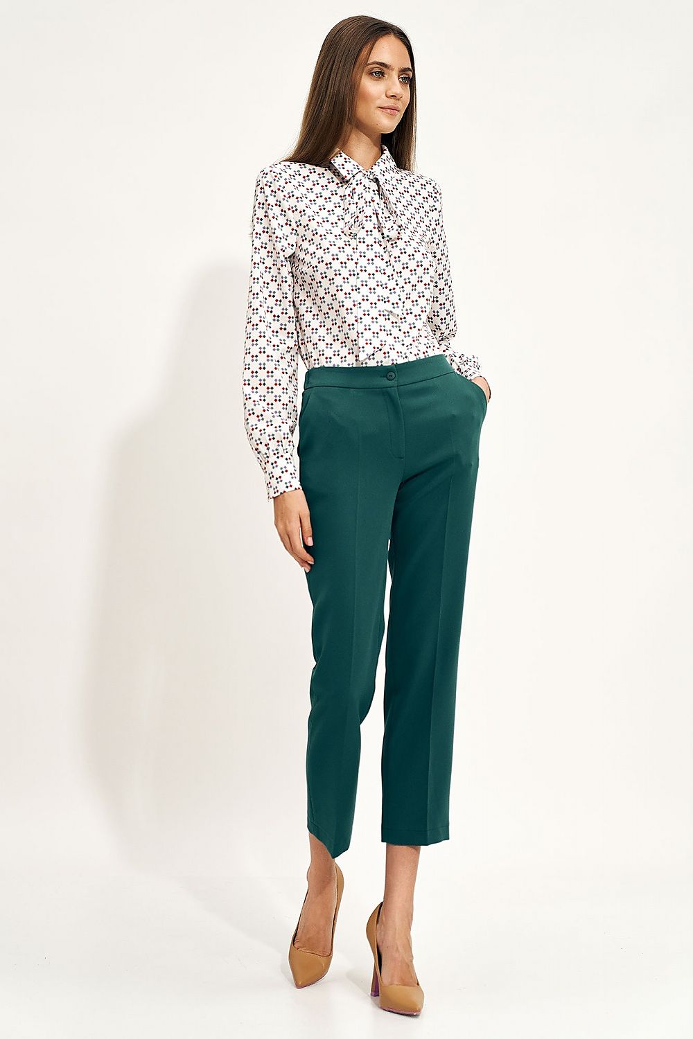  Spodnie Zielone spodnie chino SD70 Green - Nife 