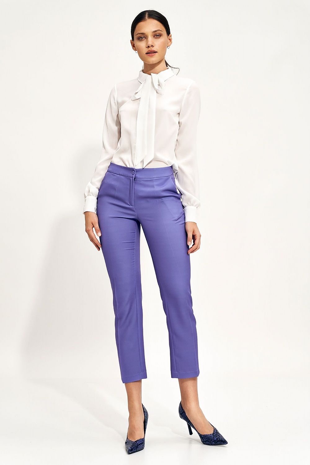 Spodnie Fioletowe spodnie chino SD70 Violet - Nife 