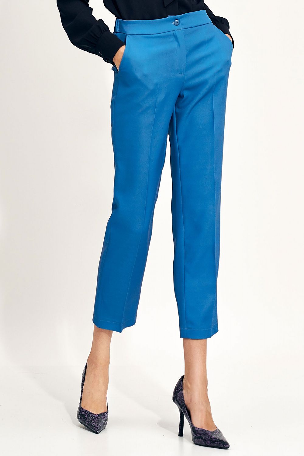  Spodnie Niebieskie spodnie chino SD70 Blue - Nife 