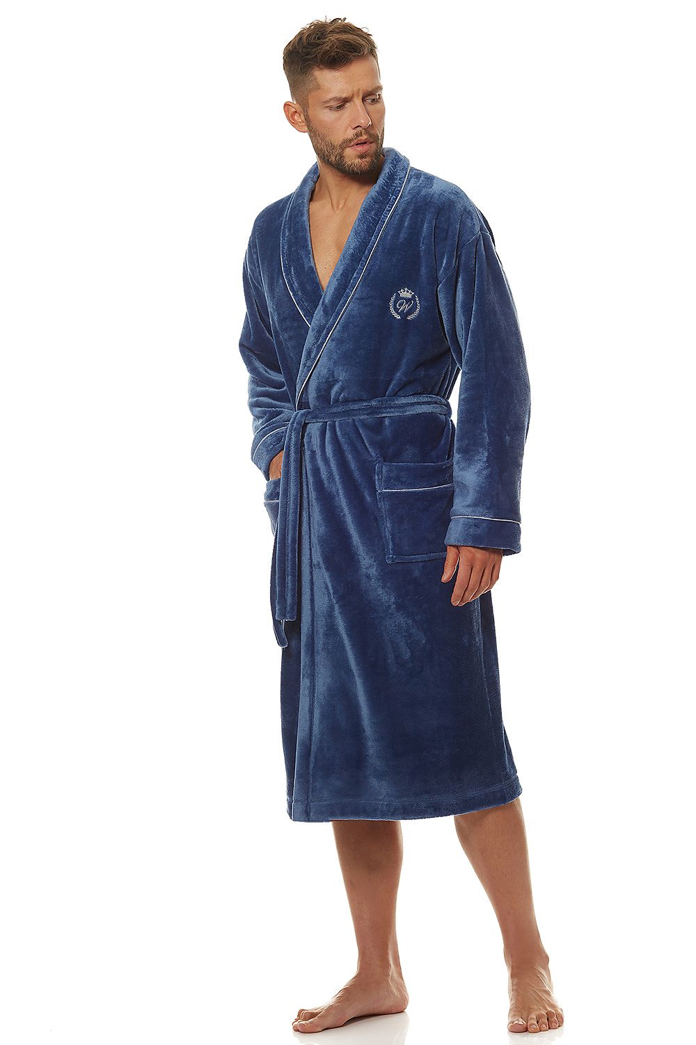   Szlafrok Męski Model Luca 2111 Navy - L&L collection 