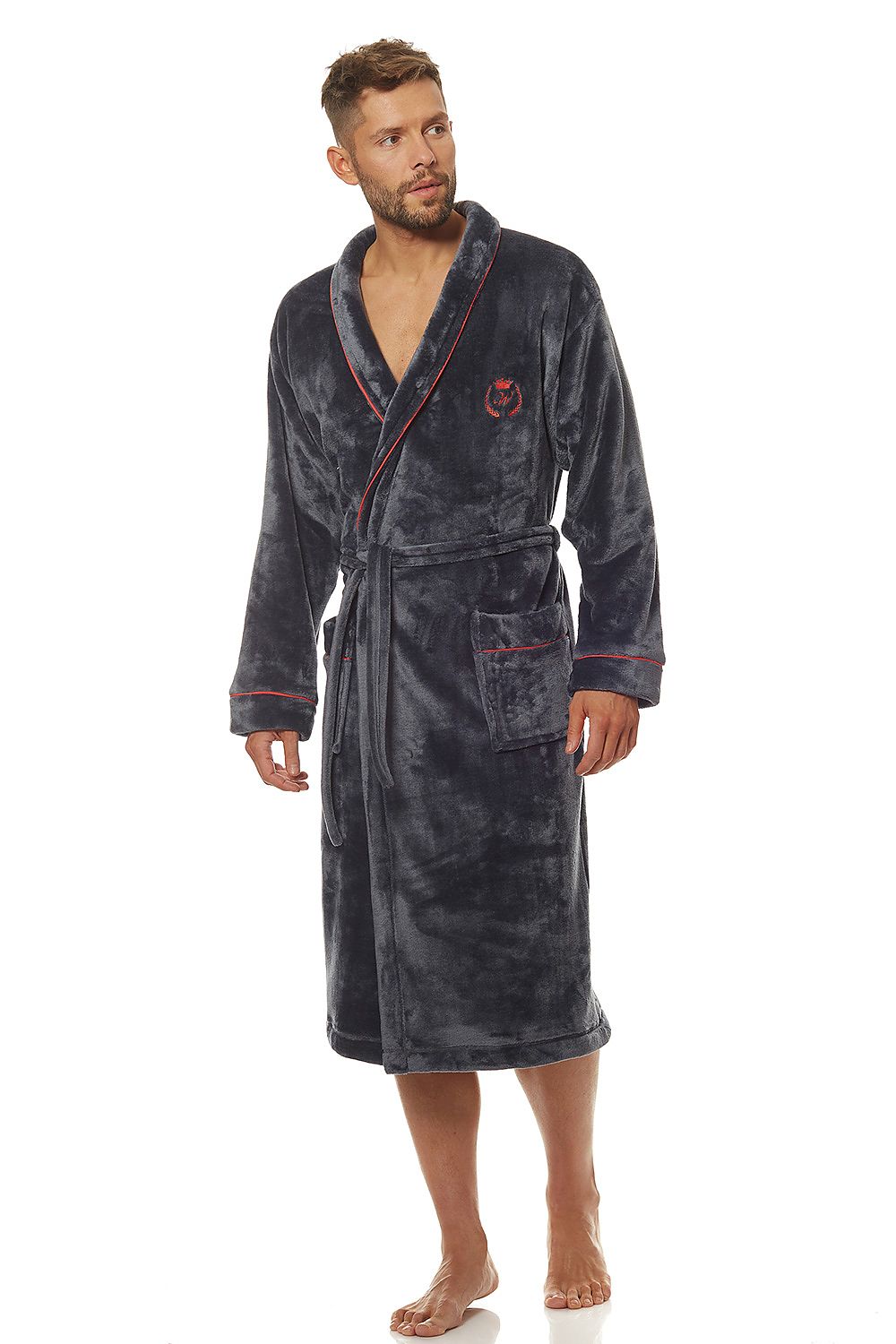   Szlafrok Męski Model Luca 2111 Grafit - L&L collection 