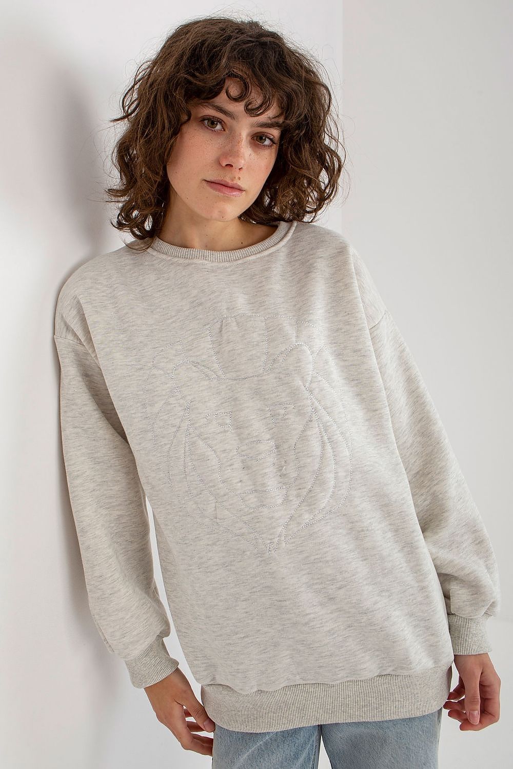   Bluza Damska Model EM-BL-617-4.41P Light Grey - Ex Moda 