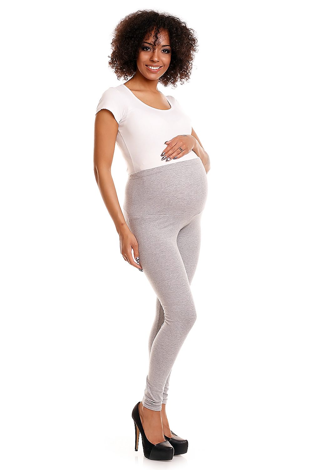   Legginsy Ciążowe Model 1469B Grey - PeeKaBoo 