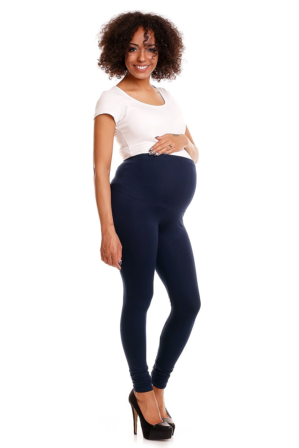   Legginsy Ciążowe Model 1469B Navy - PeeKaBoo 