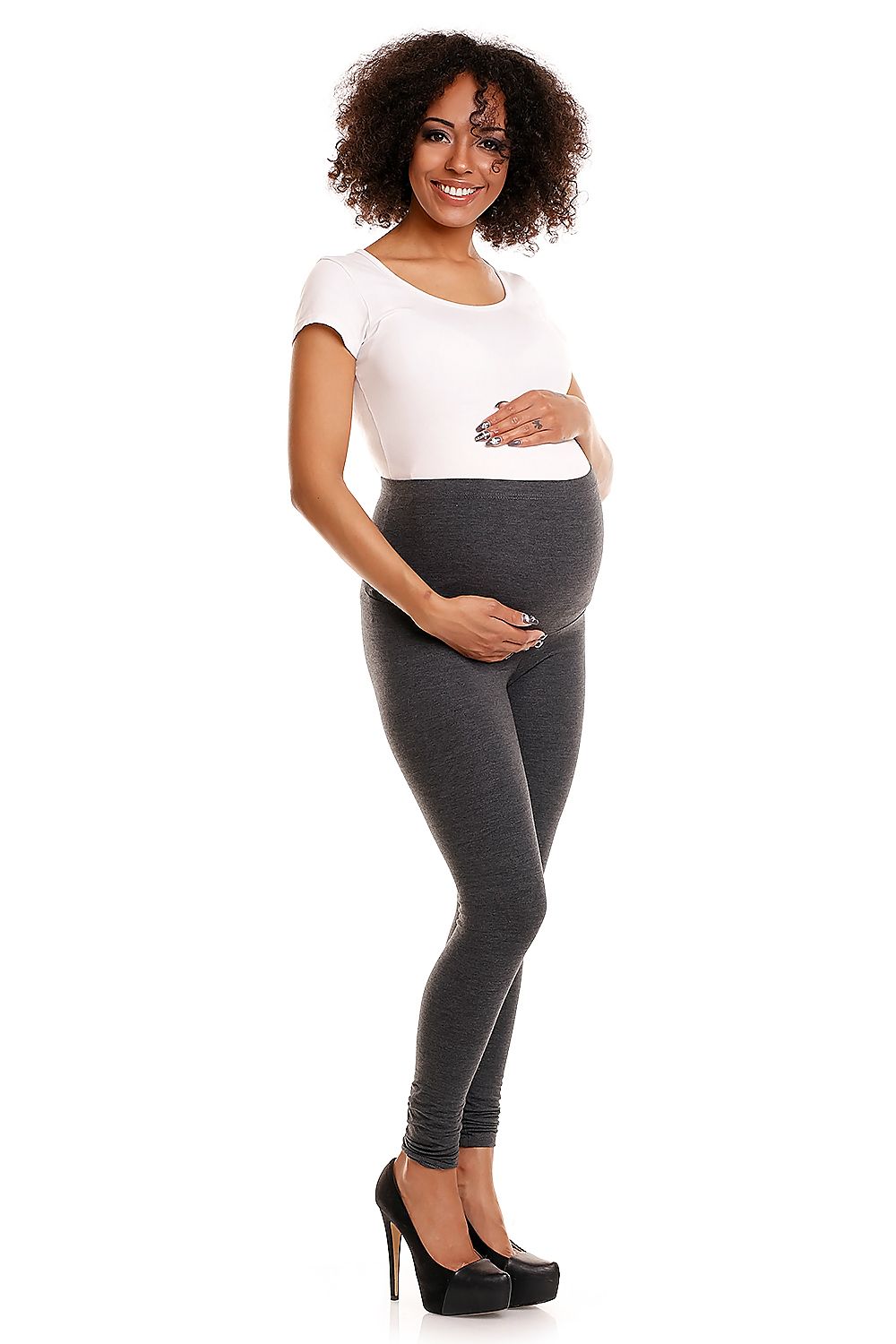   Legginsy Ciążowe Model 1469B Grafit - PeeKaBoo 