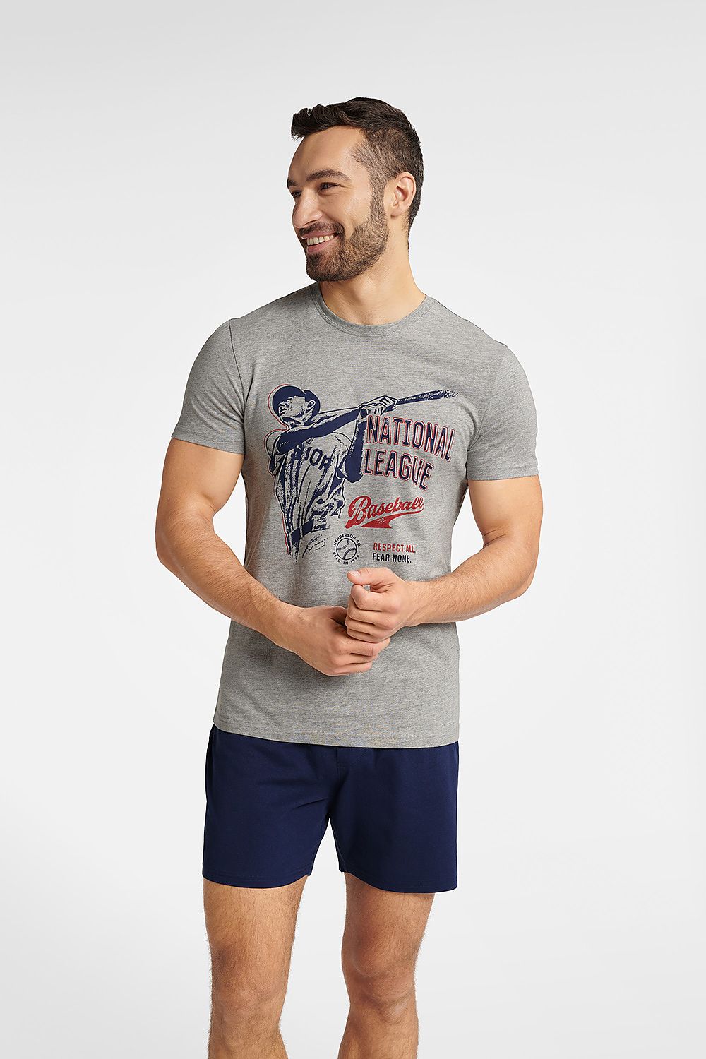   Piżama Męska Model Flair 40676-09X Melange/Navy - Henderson 