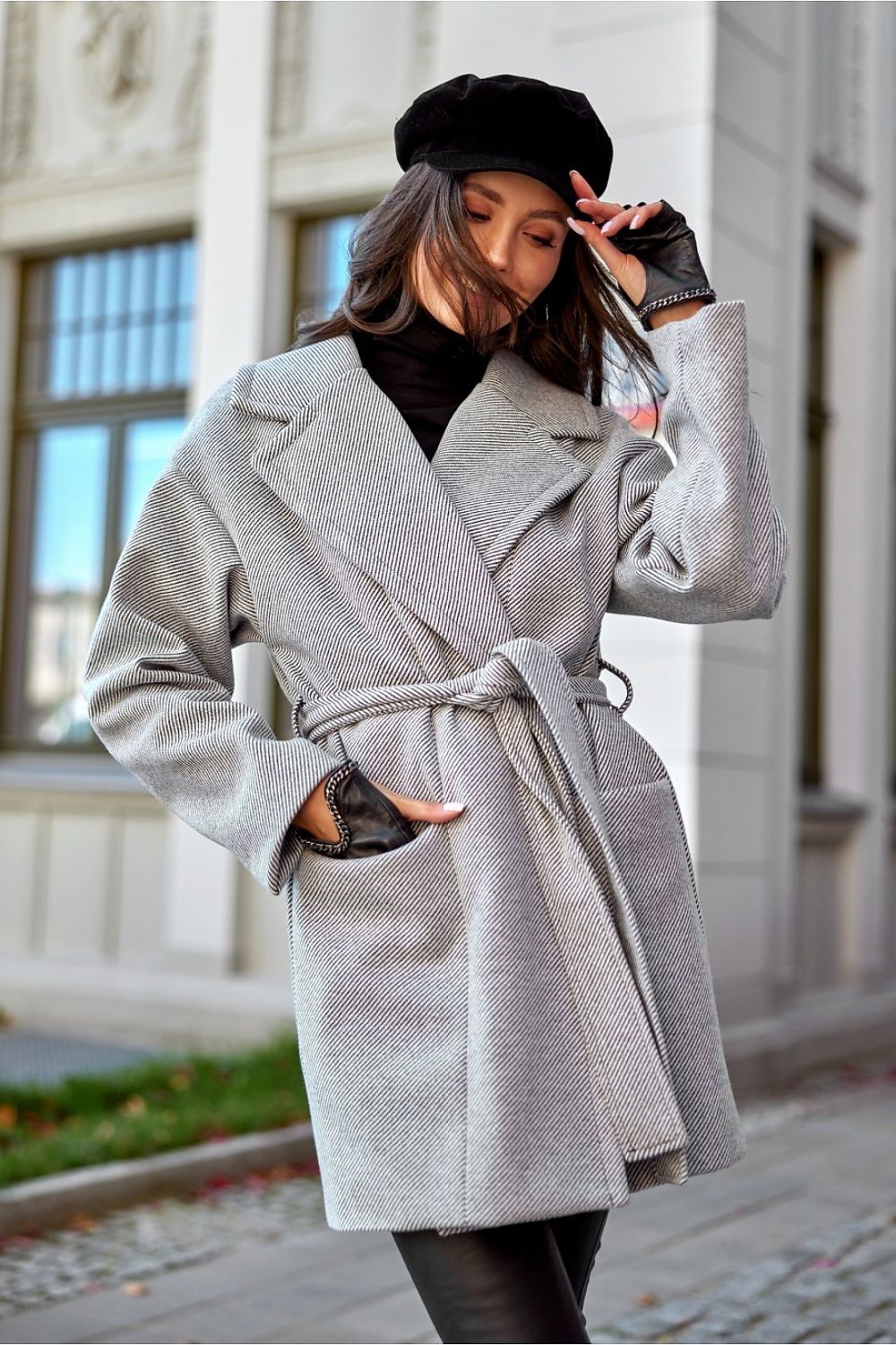   Płaszcz Damski Model CZB PLA0027 Grey - Roco Fashion 