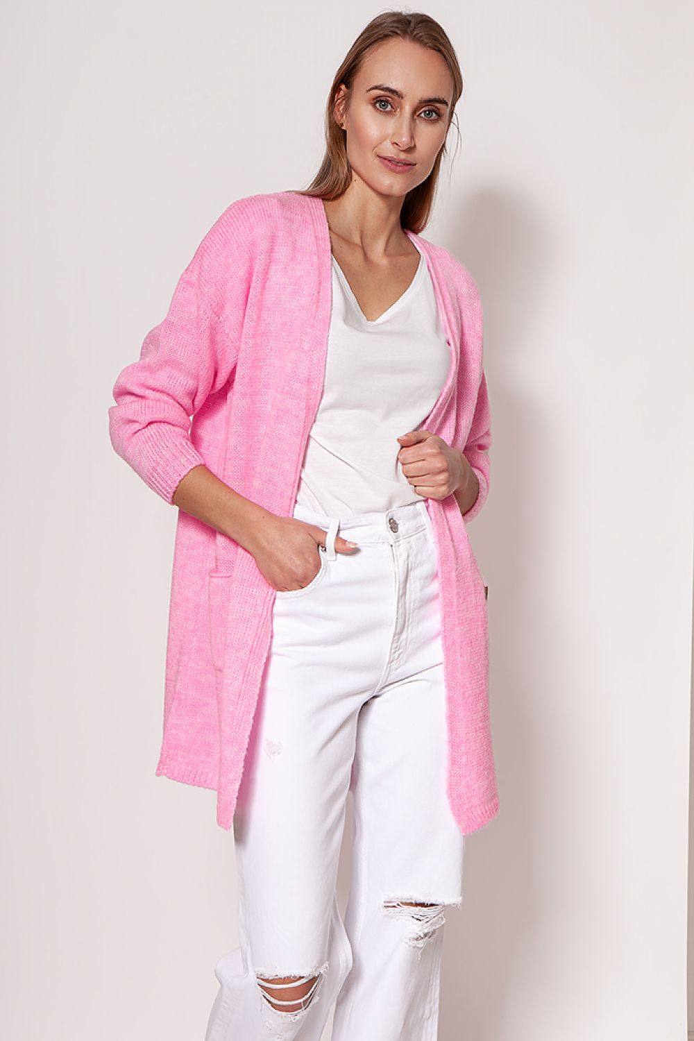  Sweter Kardigan Model PA013 Baby Pink - MKM 