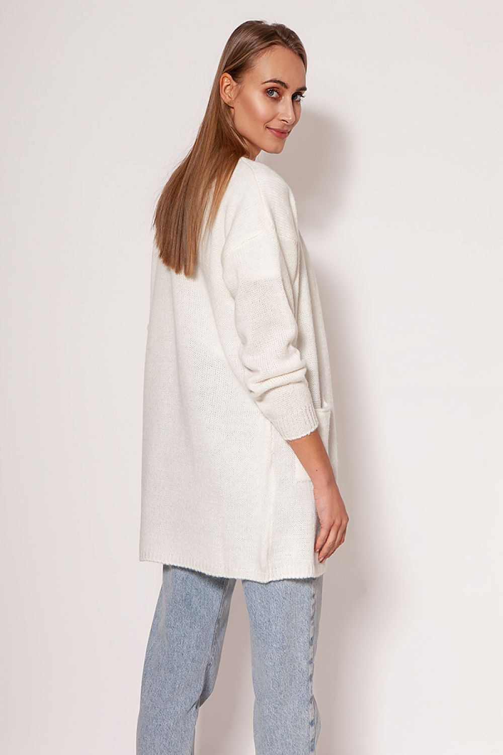 Sweter Kardigan Model PA013 Ecru - MKM 