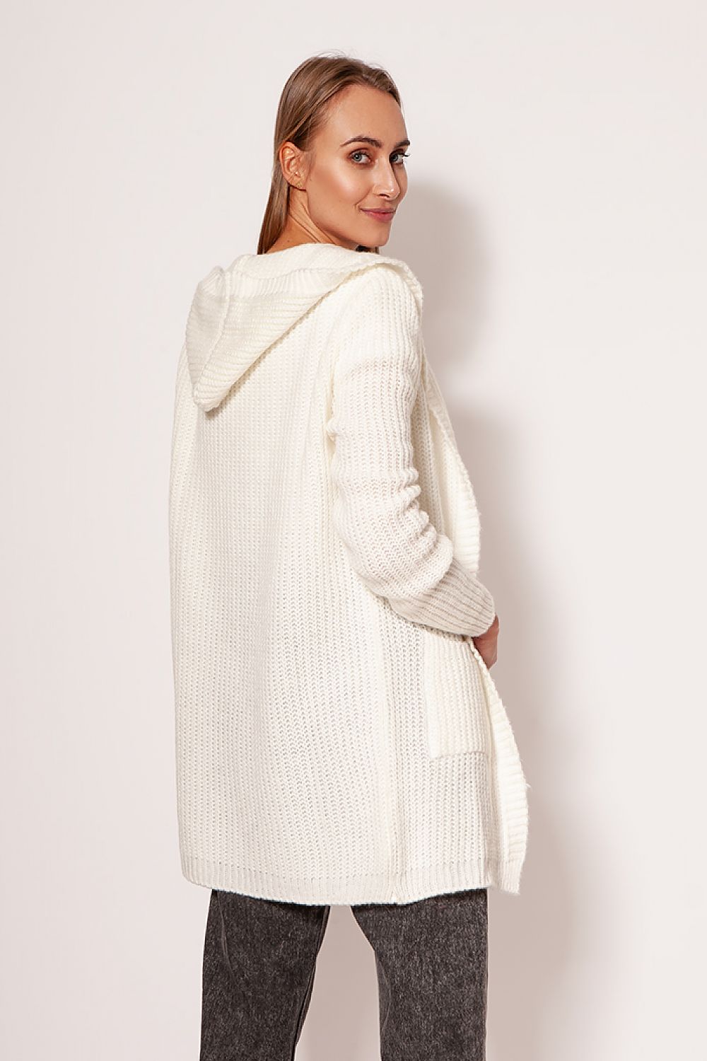  Sweter Kardigan Model PA018 Ecru - MKM 