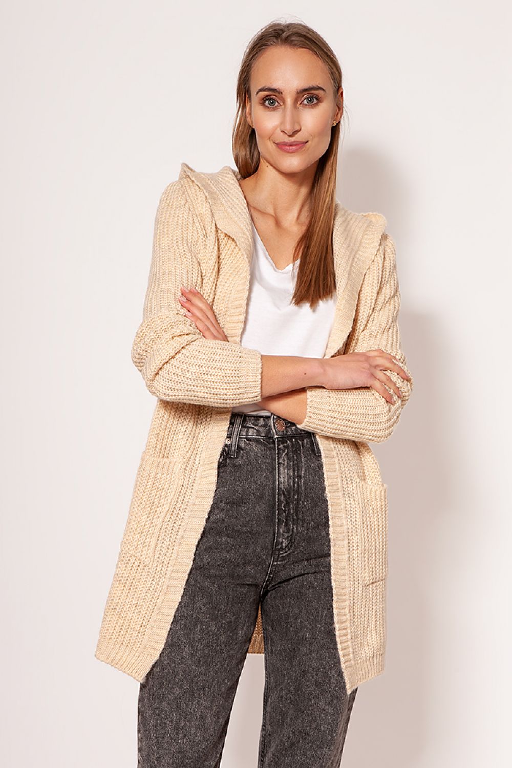  Sweter Kardigan Model PA018 Beige - MKM 