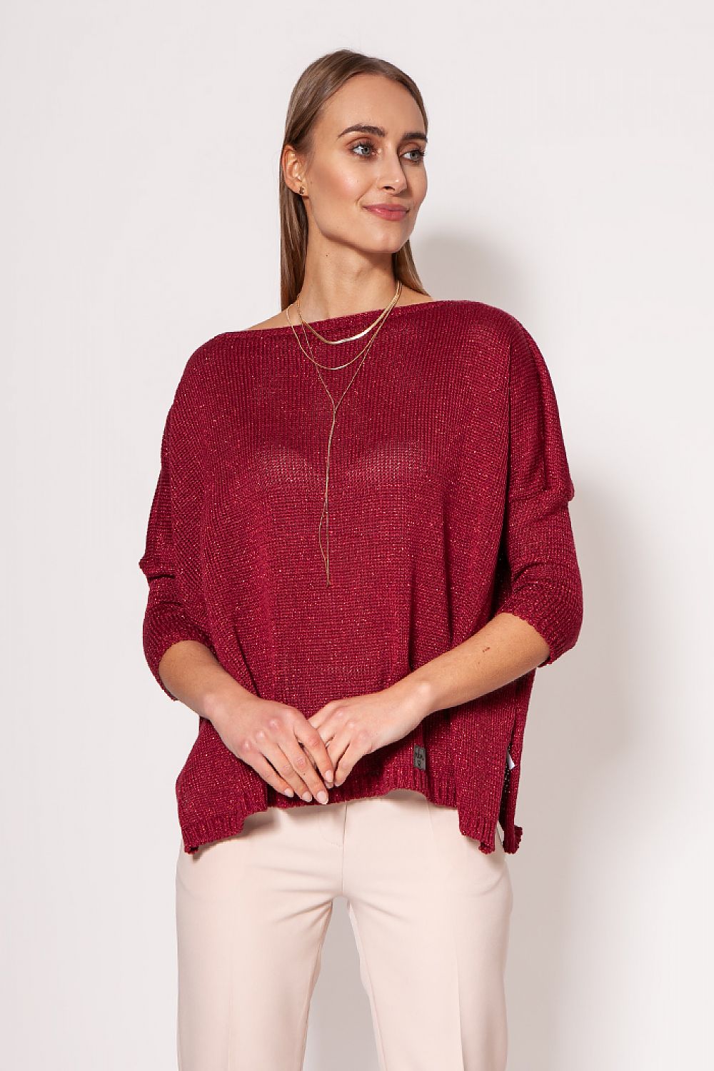   Sweter Damski Model SWE040 Bordo - MKM 